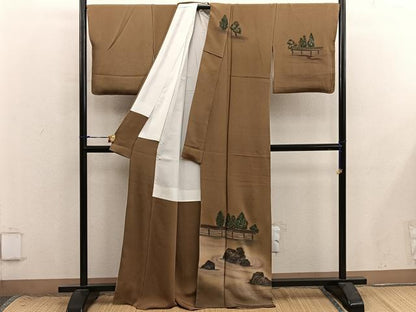 平和屋着物●訪問着　作家物　紙芸　石庭文　暈し染め　鬼しぼ縮緬　正絹　逸品　BAAX8737mz