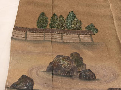 平和屋着物●訪問着　作家物　紙芸　石庭文　暈し染め　鬼しぼ縮緬　正絹　逸品　BAAX8737mz
