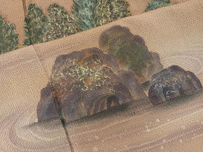 平和屋着物●訪問着　作家物　紙芸　石庭文　暈し染め　鬼しぼ縮緬　正絹　逸品　BAAX8737mz
