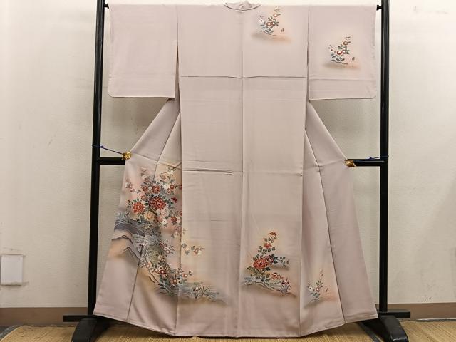 平和屋着物■訪問着　鴛鴦花文　暈し染め　正絹　逸品　BAAX8739mz
