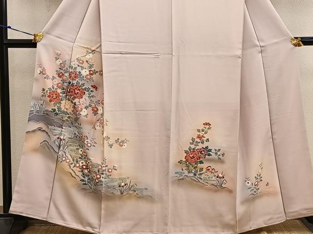 平和屋着物■訪問着　鴛鴦花文　暈し染め　正絹　逸品　BAAX8739mz