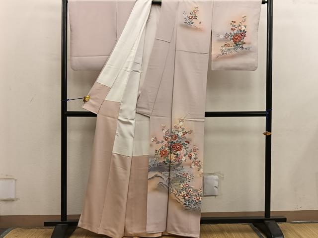 平和屋着物■訪問着　鴛鴦花文　暈し染め　正絹　逸品　BAAX8739mz