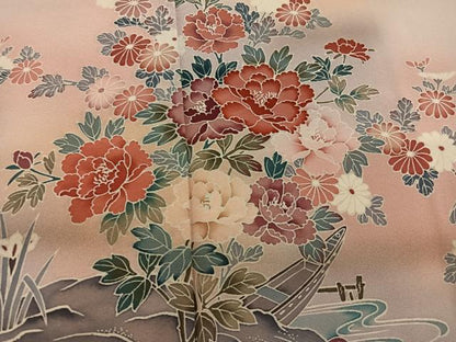 平和屋着物■訪問着　鴛鴦花文　暈し染め　正絹　逸品　BAAX8739mz
