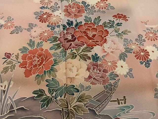 平和屋着物■訪問着　鴛鴦花文　暈し染め　正絹　逸品　BAAX8739mz