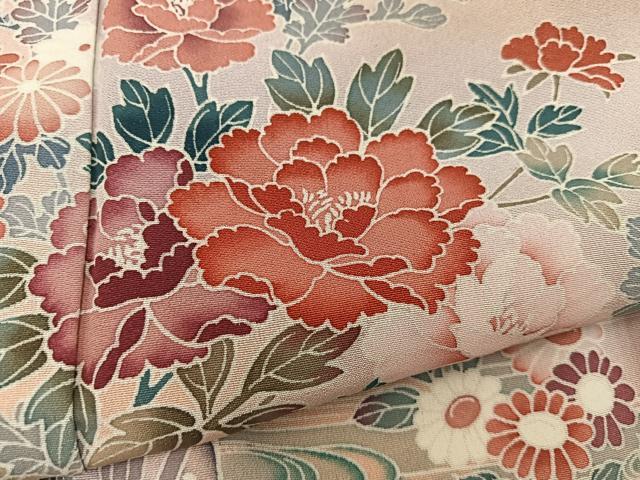 平和屋着物■訪問着　鴛鴦花文　暈し染め　正絹　逸品　BAAX8739mz