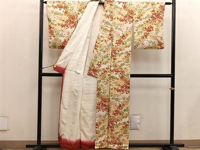 平和屋着物■上質な小紋　楓文　金彩　正絹　逸品　BAAX8742mz