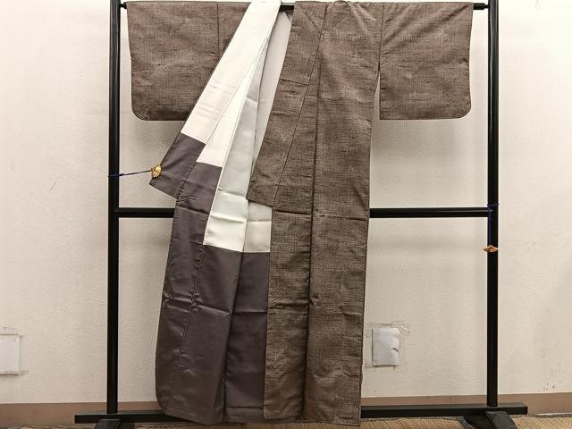 平和屋着物■上質な紬　絣文様　正絹　逸品　BAAX8745mz