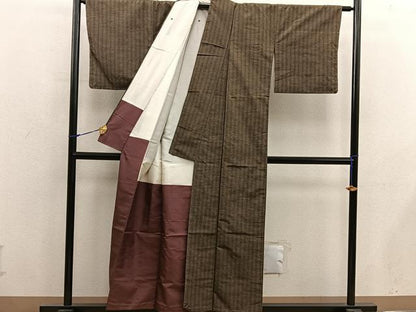 平和屋着物■上質な紬　間道　正絹　逸品　BAAX8748mz
