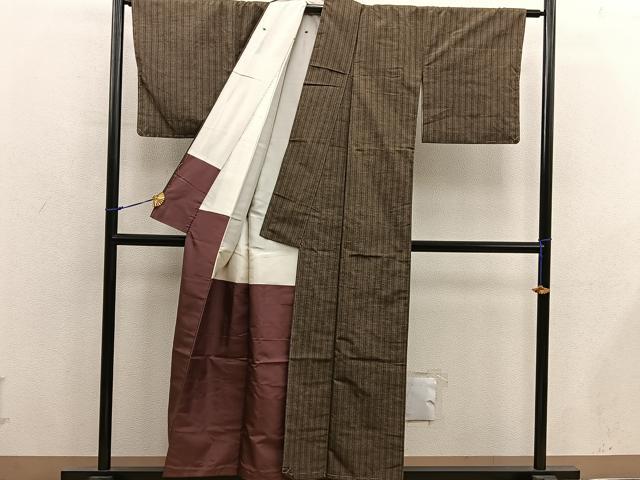 平和屋着物■上質な紬　間道　正絹　逸品　BAAX8748mz