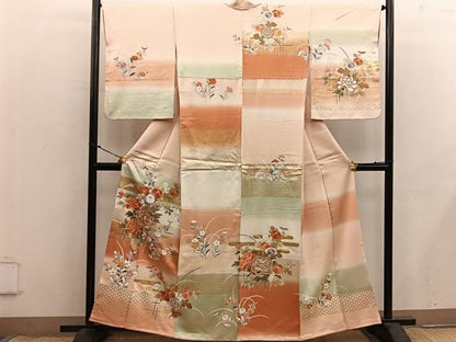 平和屋着物●訪問着　駒刺繍　牡丹花文　暈し染め　金彩　高島屋扱い　正絹　逸品　BAAX8750mz