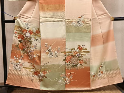 平和屋着物●訪問着　駒刺繍　牡丹花文　暈し染め　金彩　高島屋扱い　正絹　逸品　BAAX8750mz