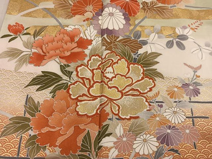平和屋着物●訪問着　駒刺繍　牡丹花文　暈し染め　金彩　高島屋扱い　正絹　逸品　BAAX8750mz