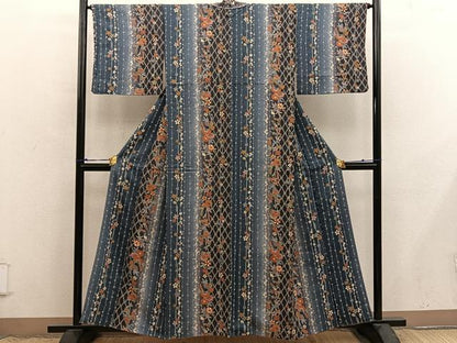 平和屋着物■上質な小紋　草花文　暈し染め　正絹　逸品　BAAX8752mz
