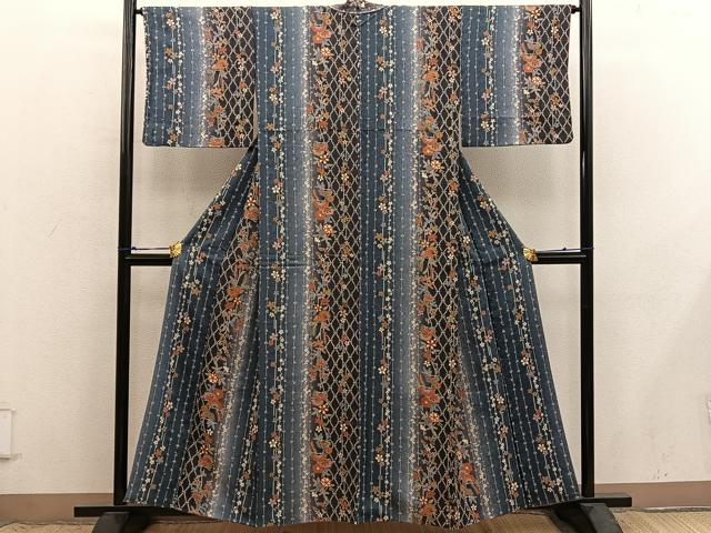 平和屋着物■上質な小紋　草花文　暈し染め　正絹　逸品　BAAX8752mz