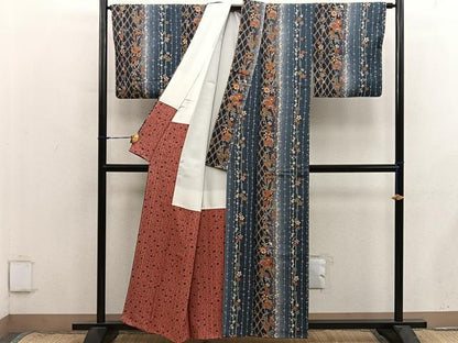 平和屋着物■上質な小紋　草花文　暈し染め　正絹　逸品　BAAX8752mz