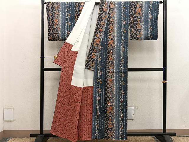 平和屋着物■上質な小紋　草花文　暈し染め　正絹　逸品　BAAX8752mz