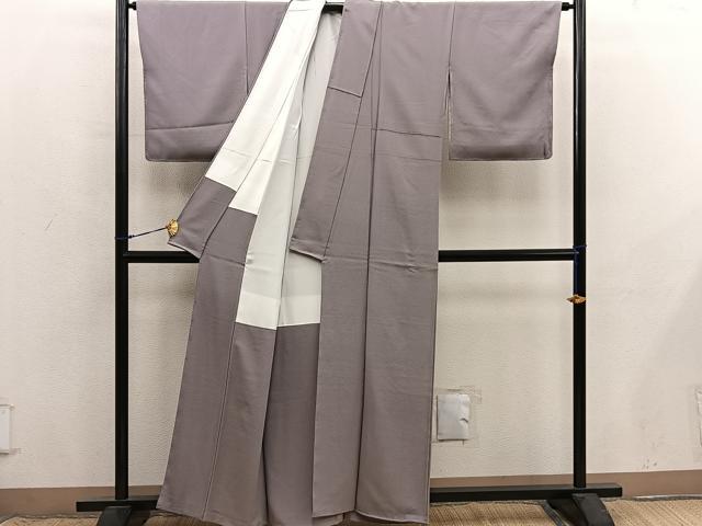 平和屋着物●上質な色無地　作家物　琉球紅型染　柴染色　正絹　逸品　BAAX8753mz