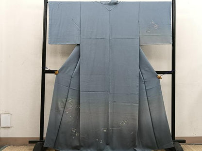 平和屋着物●訪問着　総刺繍　草花文　暈し染め　まるやま扱い　正絹　逸品　未使用　BAAX8754mz