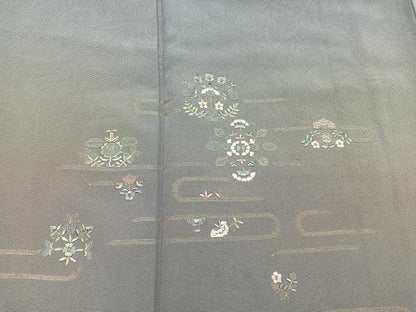 平和屋着物●訪問着　総刺繍　草花文　暈し染め　まるやま扱い　正絹　逸品　未使用　BAAX8754mz