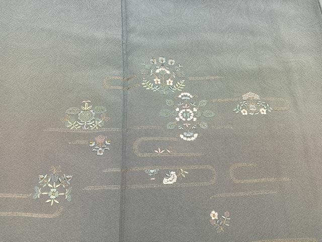 平和屋着物●訪問着　総刺繍　草花文　暈し染め　まるやま扱い　正絹　逸品　未使用　BAAX8754mz