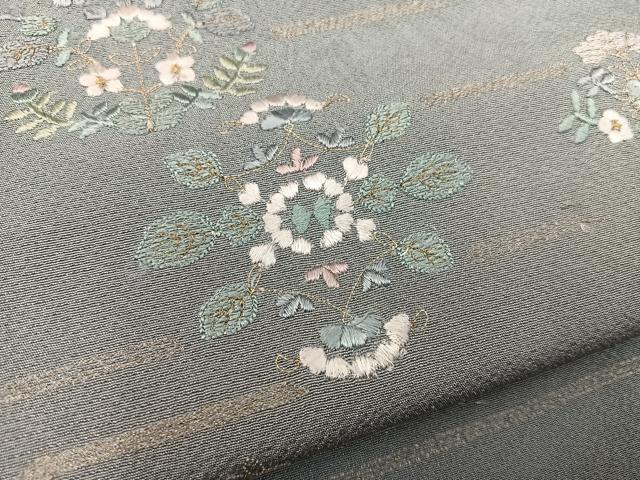 平和屋着物●訪問着　総刺繍　草花文　暈し染め　まるやま扱い　正絹　逸品　未使用　BAAX8754mz