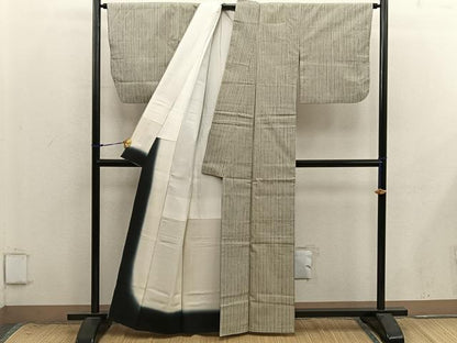 平和屋着物■上質な紬　縞　正絹　逸品　BAAX8756mz