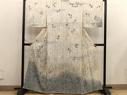 平和屋着物●訪問着　手描き　草葉文　正絹　逸品　BAAX8760mz