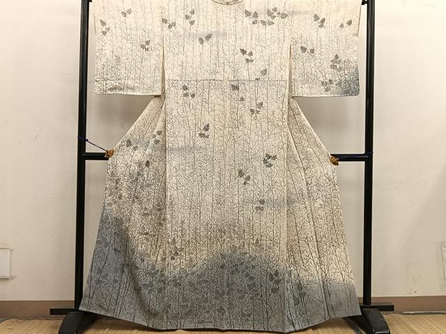平和屋着物●訪問着　手描き　草葉文　正絹　逸品　BAAX8760mz