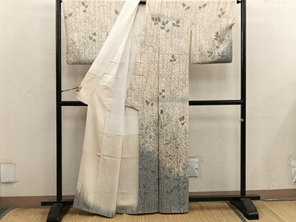 平和屋着物●訪問着　手描き　草葉文　正絹　逸品　BAAX8760mz
