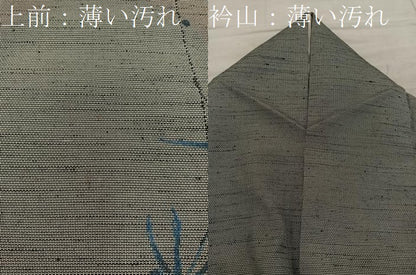 平和屋着物■上質な紬　草葉文　正絹　逸品　BAAX8761mz