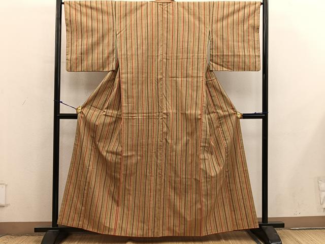 平和屋着物■上質な紬　間道　正絹　逸品　BAAX8762mz