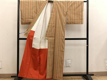 平和屋着物■上質な紬　間道　正絹　逸品　BAAX8762mz