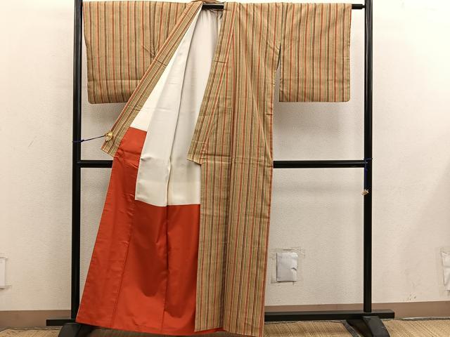 平和屋着物■上質な紬　間道　正絹　逸品　BAAX8762mz