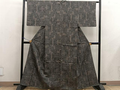 平和屋着物■上質な紬　7マルキ　色紙重ね花文　正絹　逸品　BAAX8766mz