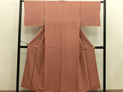 平和屋着物■上質な色無地　纁色　正絹　逸品　BAAX8767mz