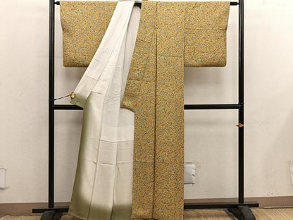 平和屋着物■上質な小紋　草花文　正絹　逸品　BAAX8769mz