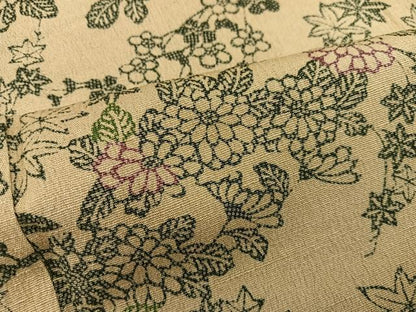 平和屋着物■上質な紬　型染め　菊花文　正絹　逸品　BAAX8770mz