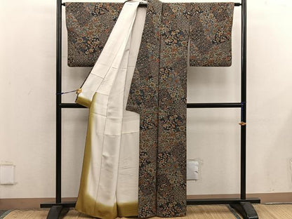 平和屋着物■上質な小紋　更紗花鳥文　正絹　逸品　BAAX8773mz