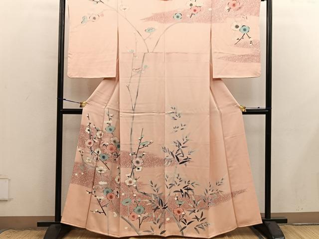 平和屋着物●訪問着　枝梅文　金彩　正絹　逸品　BAAX8775mz