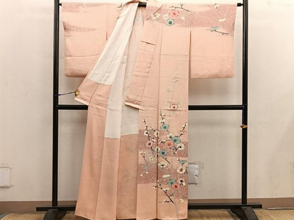 平和屋着物●訪問着　枝梅文　金彩　正絹　逸品　BAAX8775mz