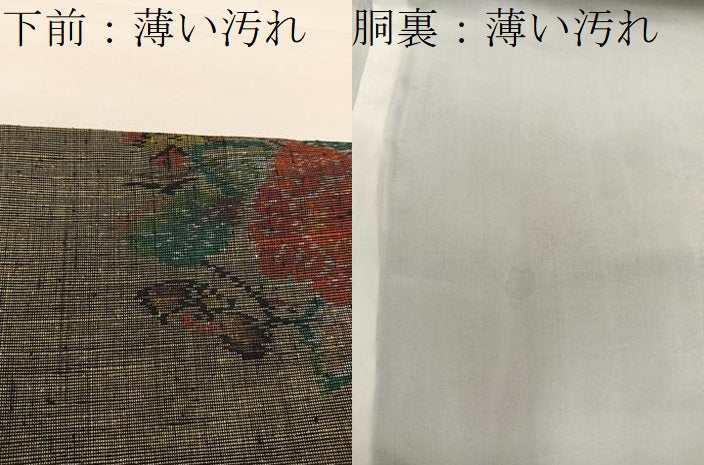平和屋着物■上質な紬　草花文　正絹　逸品　BAAX8776mz