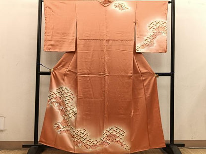 平和屋着物■訪問着　駒刺繍　檜扇　暈し染め　正絹　逸品　未使用　BAAX8779mz