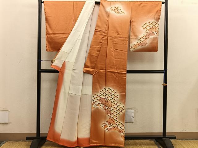 平和屋着物■訪問着　駒刺繍　檜扇　暈し染め　正絹　逸品　未使用　BAAX8779mz