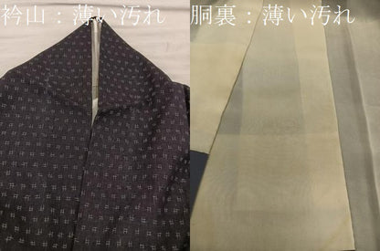 平和屋着物■上質な紬　絣文様　黒地　正絹　逸品　BAAX8780mz