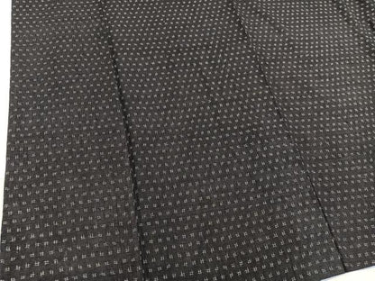 平和屋着物■上質な紬　絣文様　黒地　正絹　逸品　BAAX8780mz