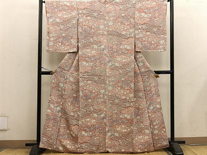 平和屋着物■上質な小紋　鴛鴦花文　鬼しぼ縮緬　正絹　逸品　BAAX8781mz