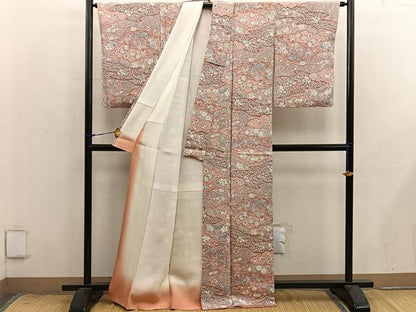 平和屋着物■上質な小紋　鴛鴦花文　鬼しぼ縮緬　正絹　逸品　BAAX8781mz