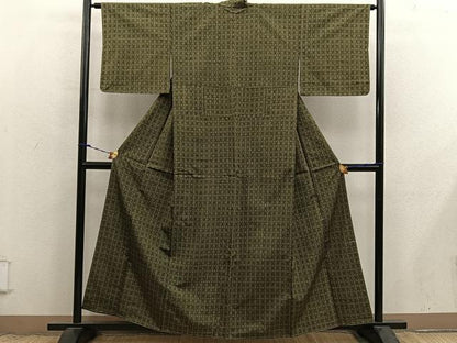 平和屋着物■上質な紬　幾何学文様　正絹　逸品　未使用　BAAX8785mz