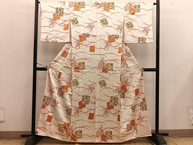 平和屋着物■上質な小紋　色紙重ね花文　金彩　正絹　逸品　BAAX8788mz