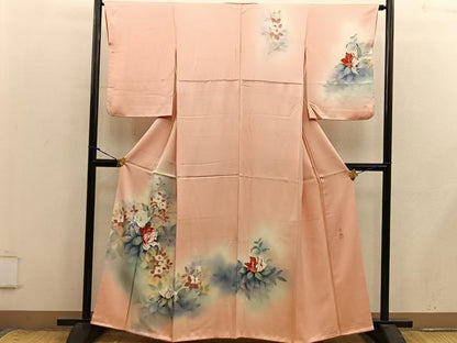 平和屋着物■訪問着　作家物　手描き　草花文　暈し染め　正絹　逸品　BAAX8789mz